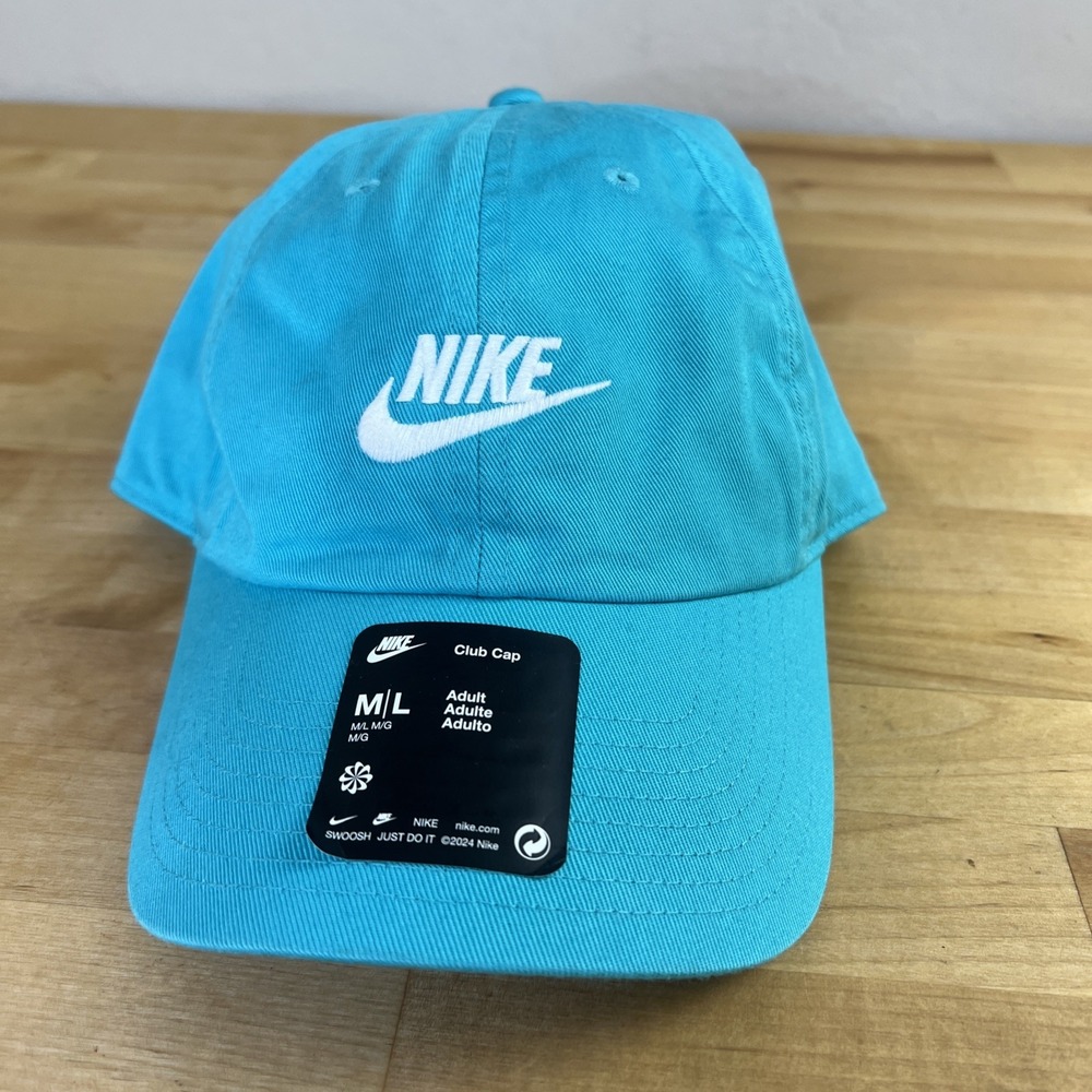 Nike Club Cap Unisex M/L Teal Blue Unstructured Futura Adjustable Strapback Hat